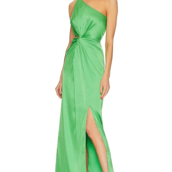 New w/Tags!! Amur Deena One Shoulder Gown in Green Daylily, size 4 - Picture 4 of 16